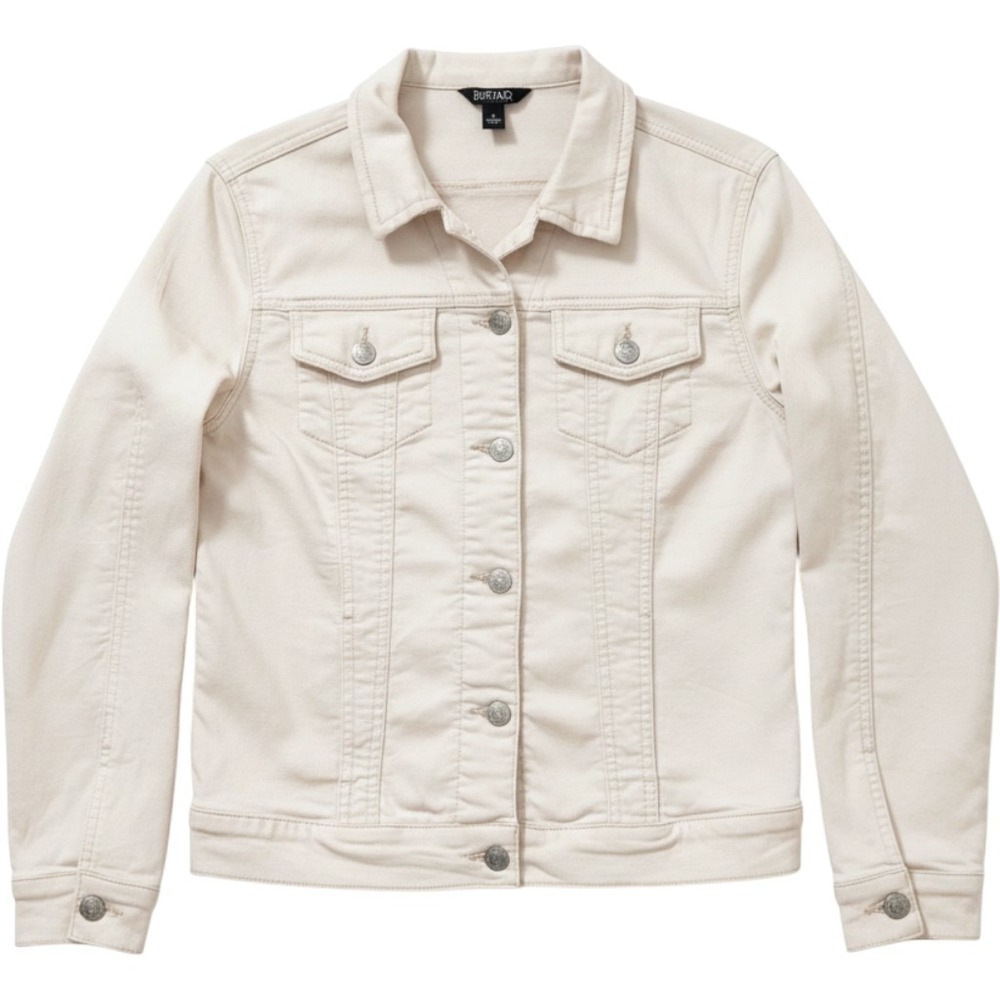 Buffalo David Bitton Womens Cream Denim Trucker Jacket Off White Small